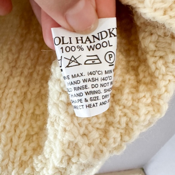 Tivoli Hand Knit Cardigan Pure New Wool Cream Cable Knit Button Up Sweater - Picture 7 of 9